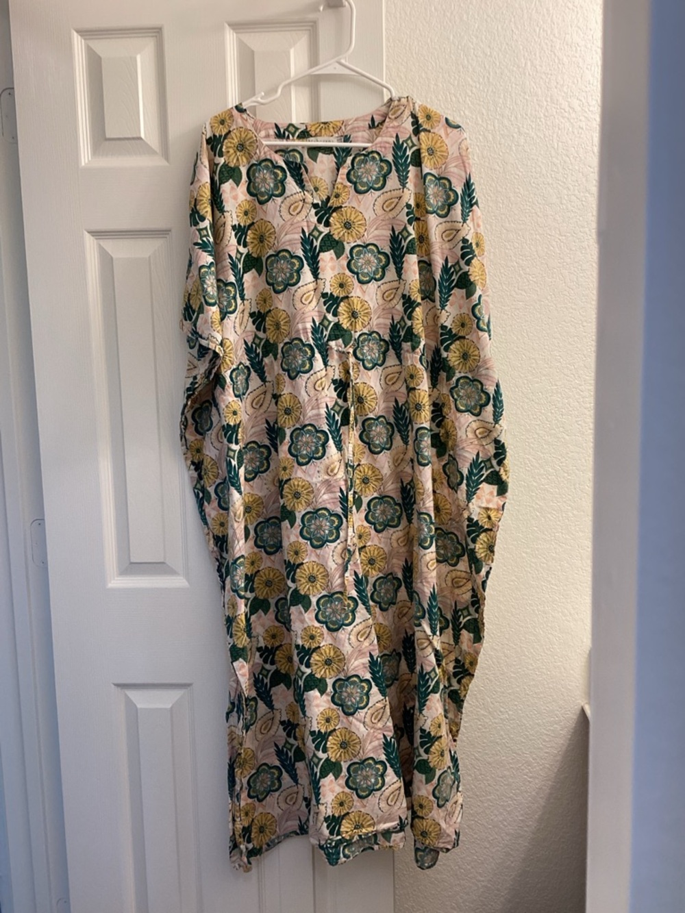 Floral Kaftan in Green and Yellow